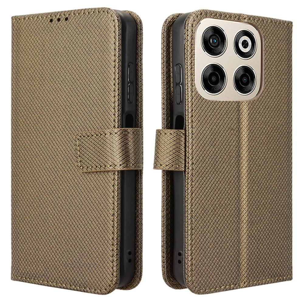 

For ZTE Blade V70/nubia V70 Case PU Leather Diamond Texture Wallet Phone Cover Brown
