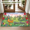 Crystal Velvet Square Rug Custom NameGarfield Pattern Non Slip Home Floor Decor Rug