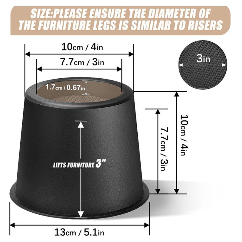 ABBP-8 PCS Furniture Risers 4 Inch, Bed Risers Heavy Duty For Table Desk Couch Chair Sofa Cabinet Bed Frame Dorm