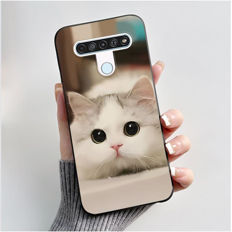 Cute Case For LG Q61 Capa For LG K61 Coque For LG Q70 Fundas Printing Shell Protective Cover Soft Silicone Cartoon Black Casing
