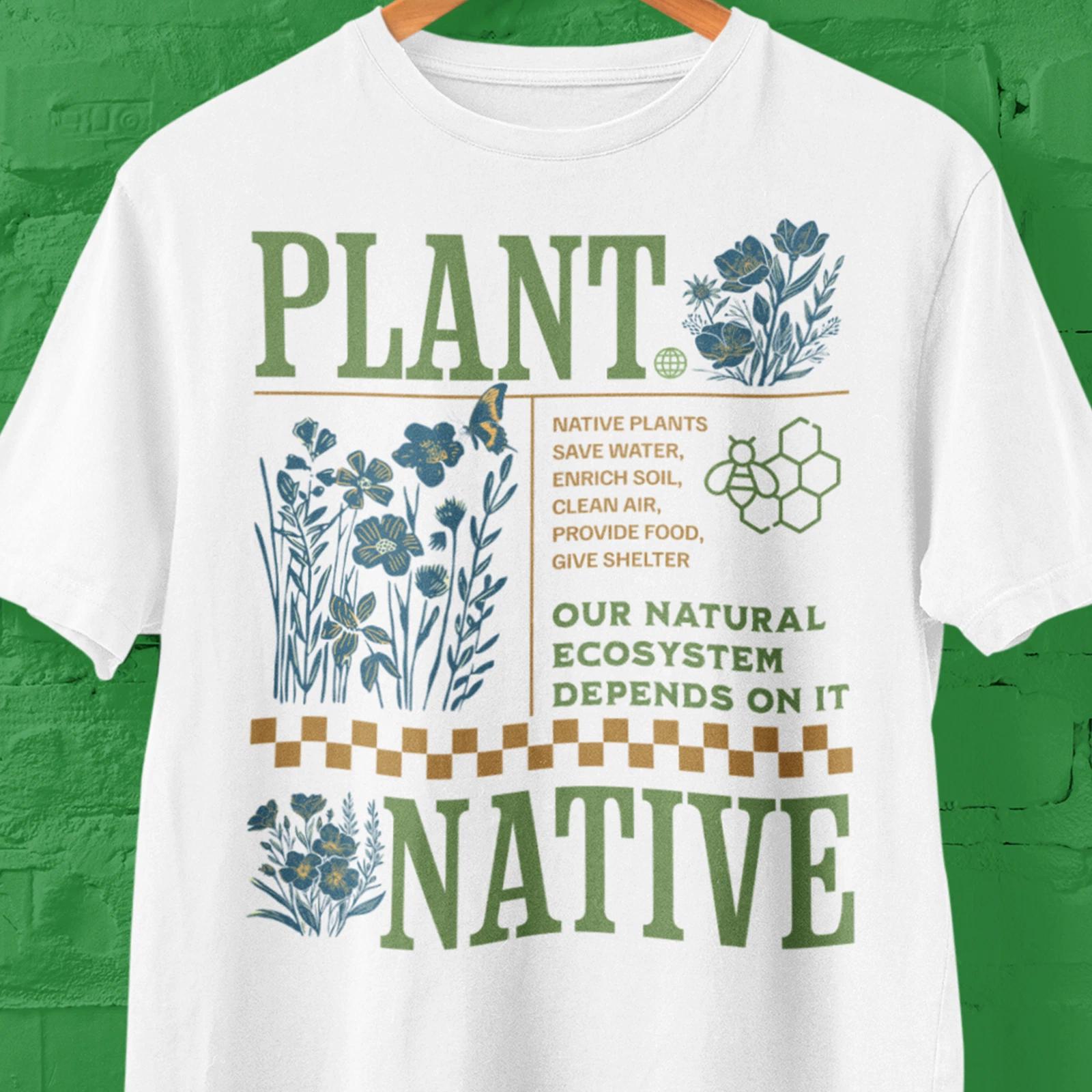 Eco Native Plants T-shirt | Native Plants Botanical Graphic XL