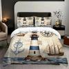 Navigation Anchor Rudder 3D Printed Bedding Set Cozy Duvet Cover King Queen Twin Single Size Birthday Gift Boy Kid Bedroom Decor