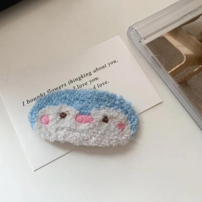 Pince à cheveux en peluche pour fille, motif dessin animé, animal amusant, panda, lapin, frange, automne-hiver, épingle à cheveux pour enfant