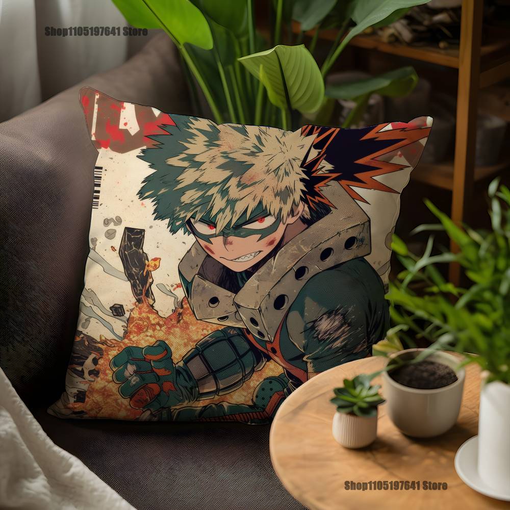 H-Hero Katsuki B-Bakugos Pillow Case For Sofa Decor Car Office Room Printing Cushion Cover Decorations And Protector