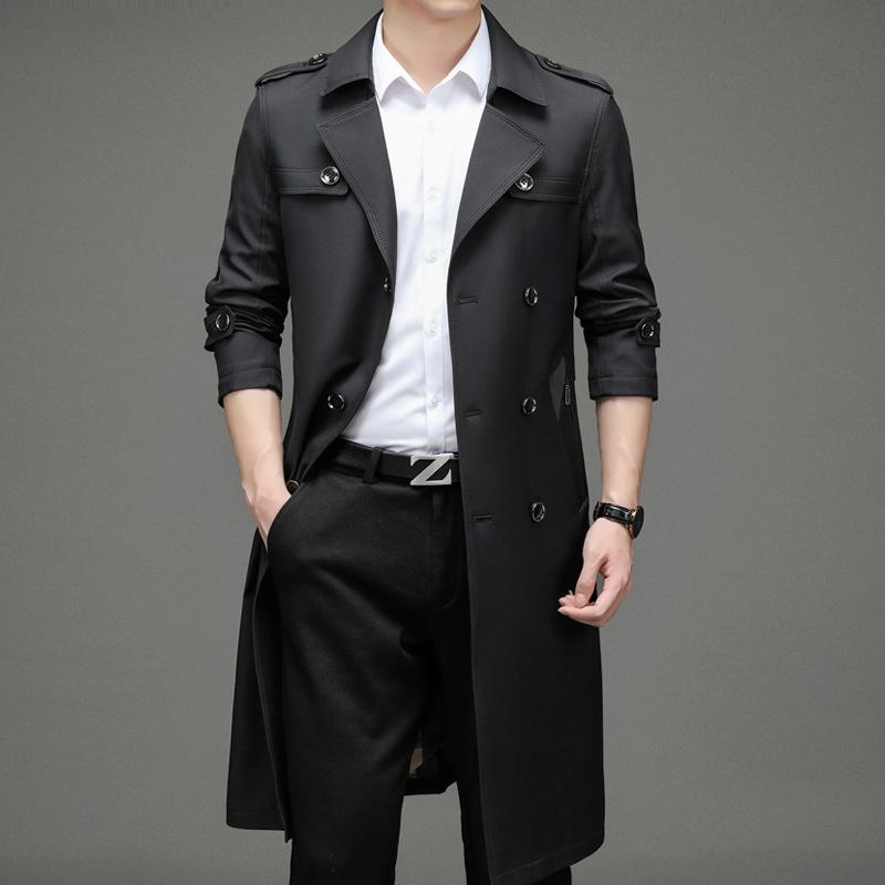 Suit Collar Medium and Long Trench Coat Men's Spring and Autumn Coat Middle-aged Business Casual Coat