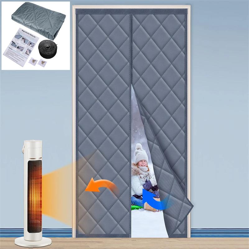 Магнитная Теплоизолированная Дверная Штора Энергосберегающая Защищающая Конфиденциальность Ветрозащитная Водонепроницаемая Хлопковая Штора для Комнаты с Обогревателем 70*200 cm