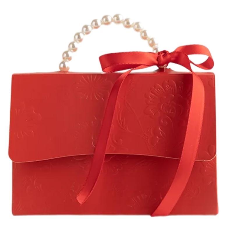 Свадебные коробочки для подарков, Бумажные подарочные коробочки Сумочка с жемчугом Шоколадные угощения Подарочные коробочки