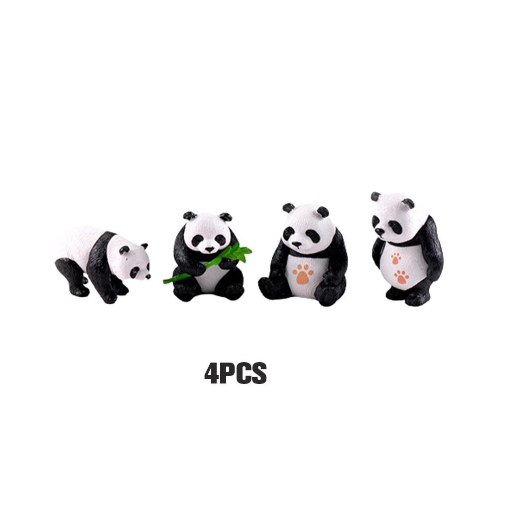 4Pcs Panda Decoration Figurine Cutely Ornaments Animal Accessory Landscape Simulation Miniatures Micro Garden Gift