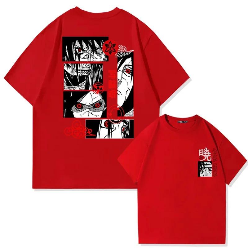 Naruto Animation Derivatives T-shirt Uchiha Madara Sharingan Printing Men's 2026 Summer Fashion Casual Oversized Streetwear