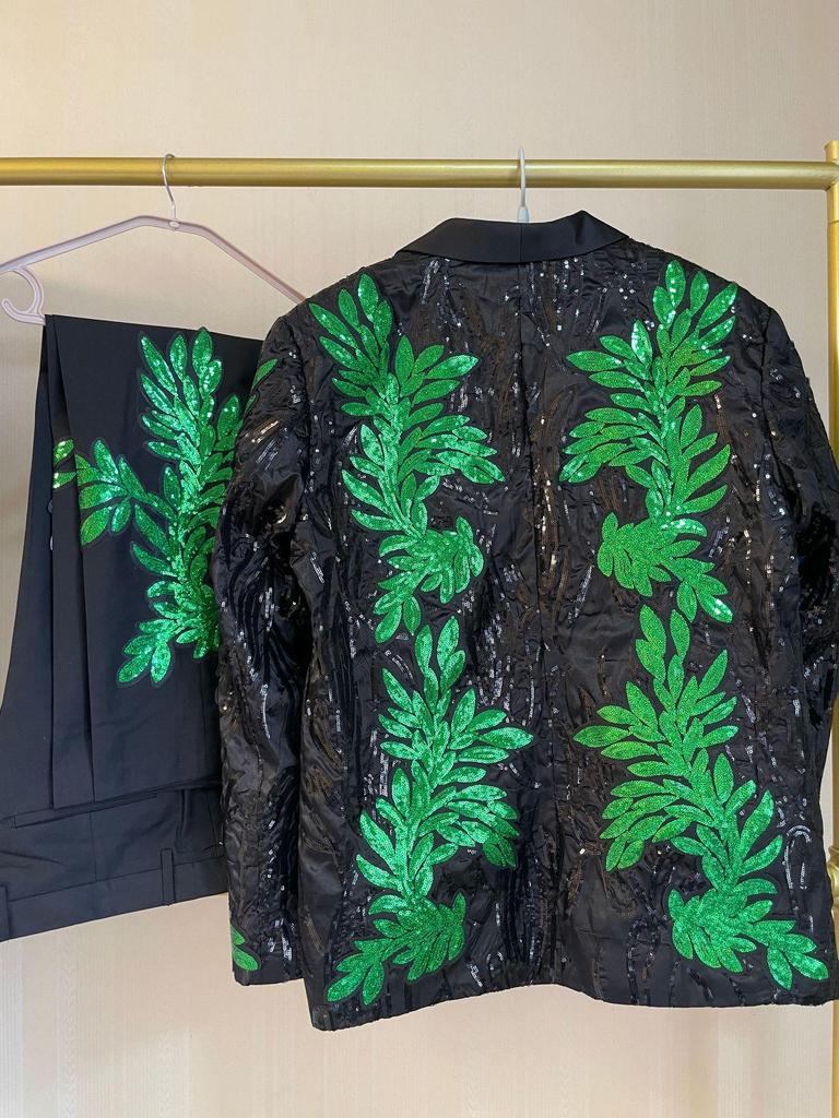 Men's Gold Sequin Patch Performance Suit Jacket