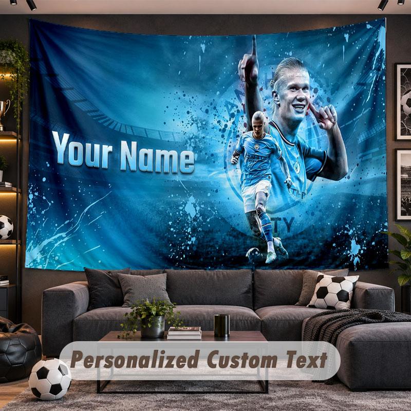 Wall Hanging Tapestry Custom NameErling Haaland Pattern Personalized Printed Fabric Wall Decor