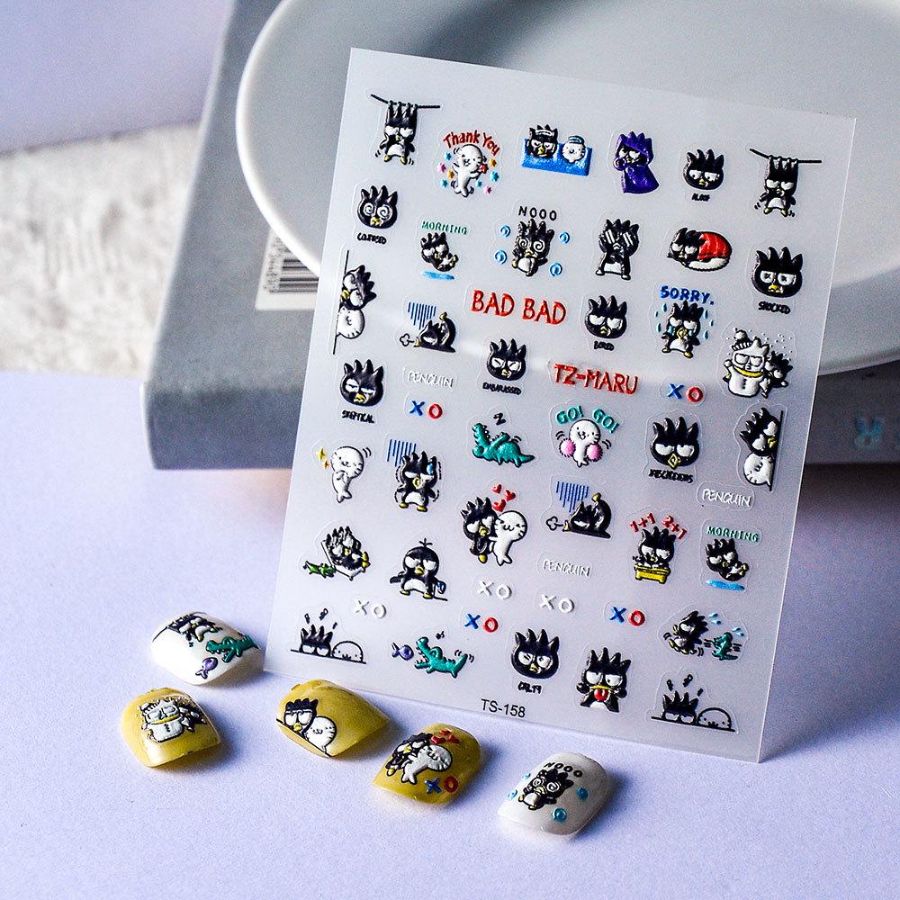 Waterproof 5D Cute Penguin Anime Nail Stickers