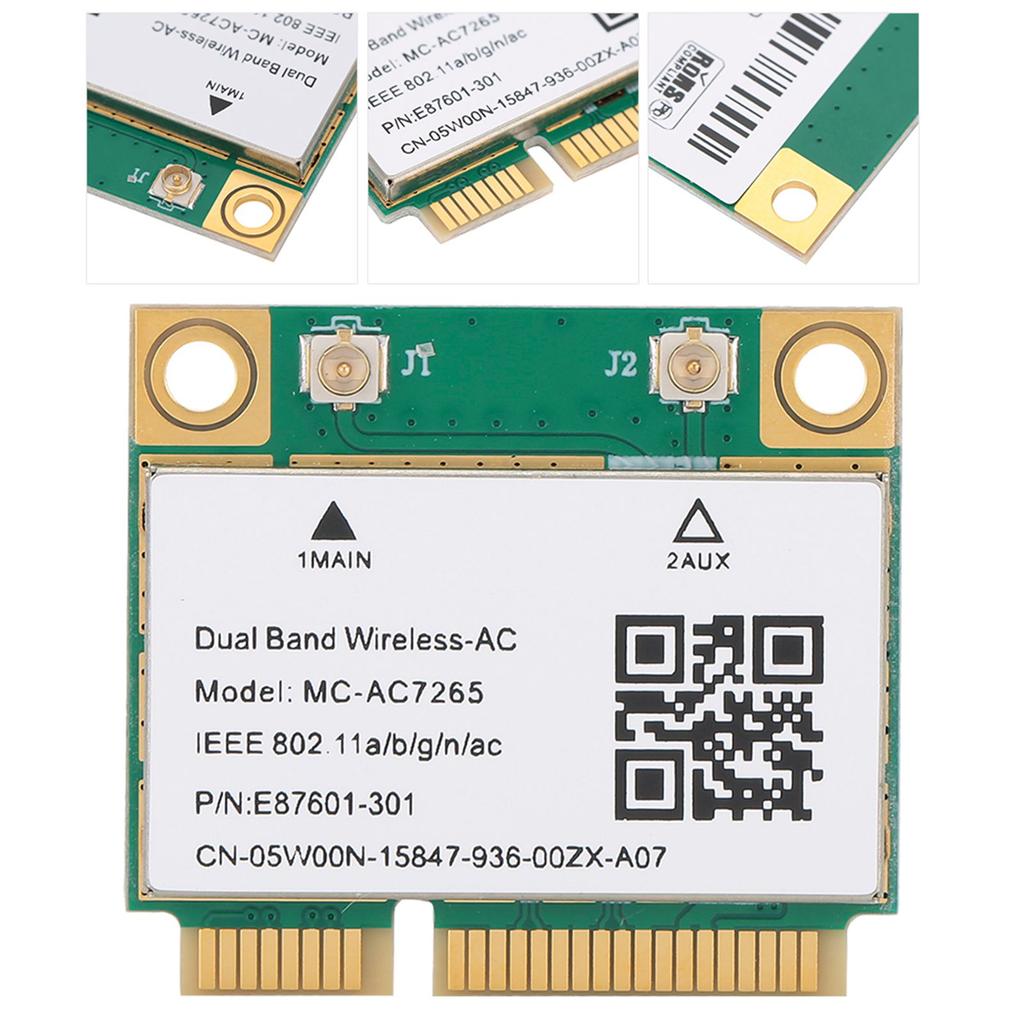 Mini Network Card Gigabit Network Card Network Card Mini PCI‑E Gigabit Double Band for Bluetooth 4.2 Wireless Wifi MC‑AC7265