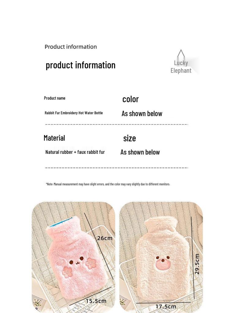 Classic Thickened Rubber Hot Water Bottle with Plush Cover for Warmth
