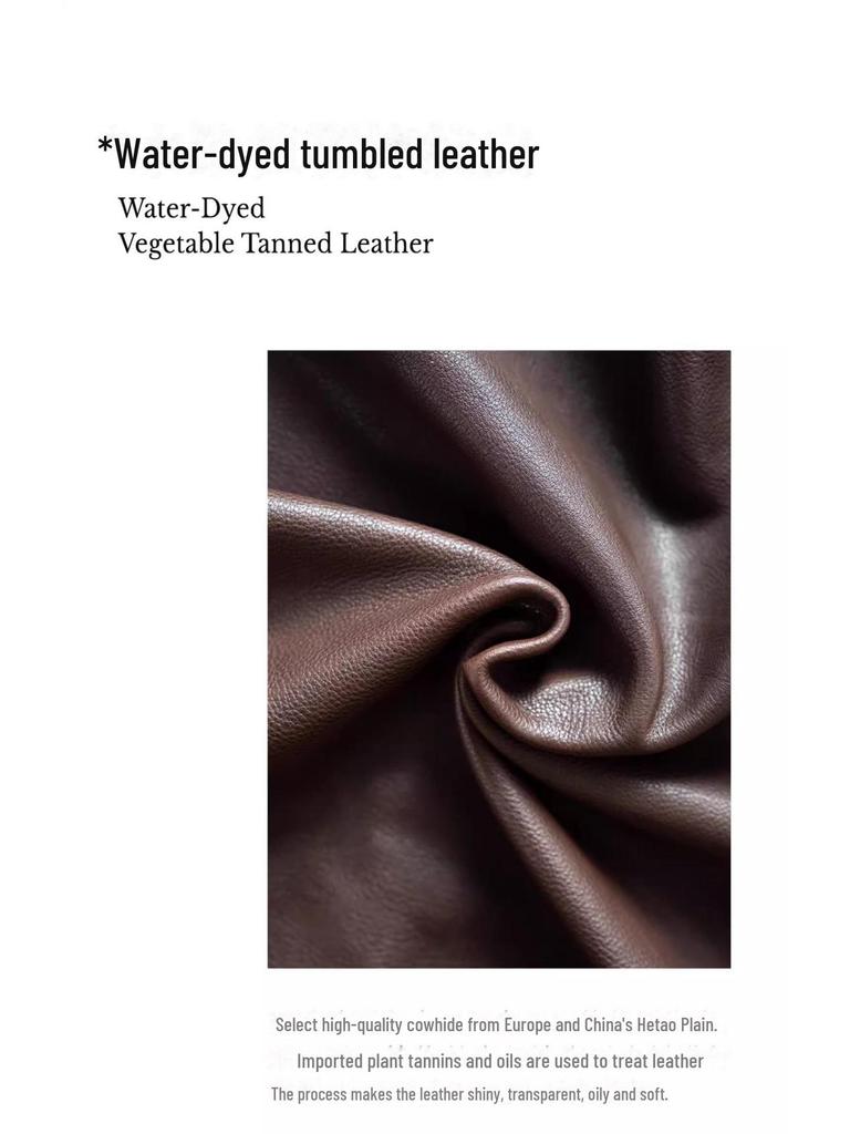 Fur Flower Leather Shoulder Bag - Retro Vegetable Tanned Cowhide