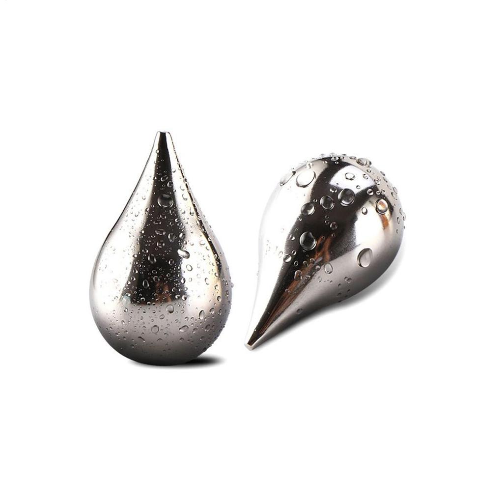 Steel Ice Block 6 Pieces Reusable Water Drop Shaped Metal Cubes Whiskey Stones Chilling Rocks For Housewarming Parties Fathers