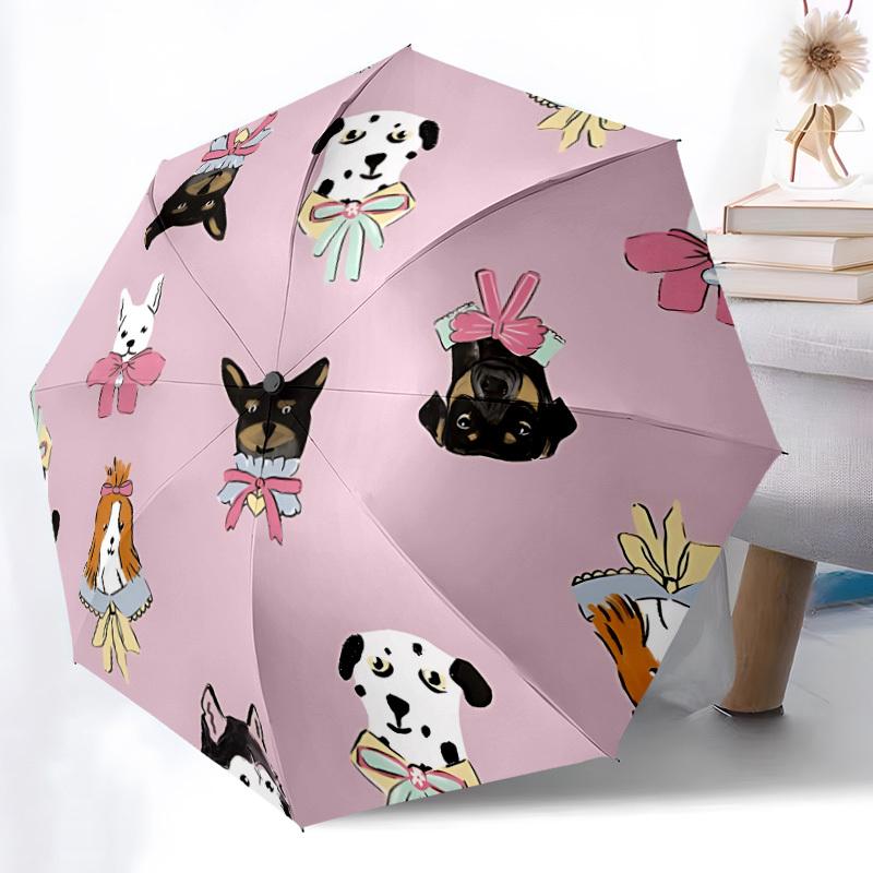 1pc Dogs with Bows Automatic Folding Umbrella - Portable Collapsible 8-Rib Umbrella for All Seasons yy251119173