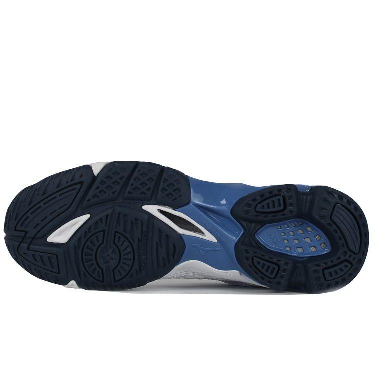 Mizuno Бело-темно-синие кроссовки унисекс Wave напряжения V1GA216022