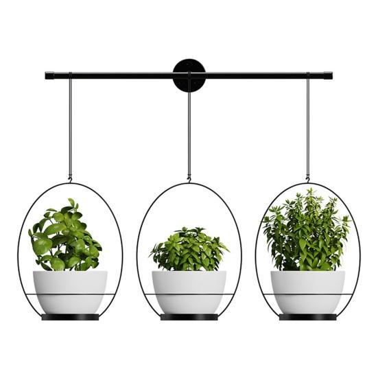 1 Set Hanging Flower Pots Wall Mounted Plant Hanger Hanging Planter Set Includes Metal Rod 3 Planters Ropes for Windows Ceilings Walls Garden Decor