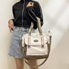 Chic Street Style Women's Canvas Bag 2024 New Colorblock Large Shoulder Bag