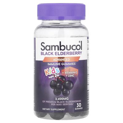 Children's Black Elderberry Gummies + Vitamin C + Zinc, Ages 2 and Up, 30 Gummies