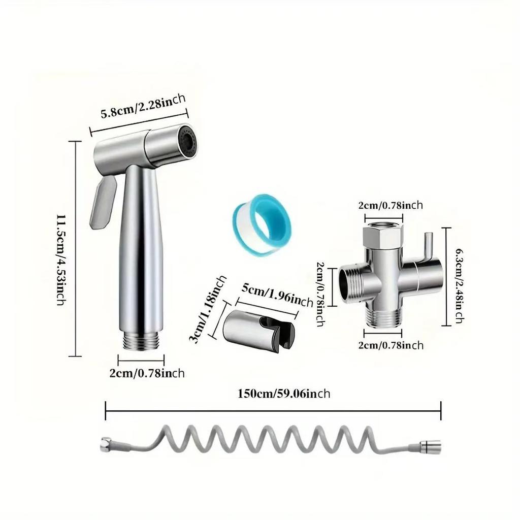 Dual Angle Valve Bidet Kit: High-Pressure Booster Spray Gun for Bathrooms