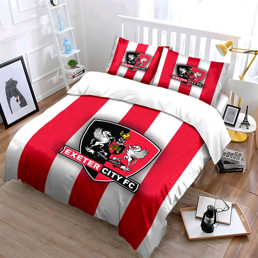 Exeter City FC Logo Design Bedding Duvet Cover Set Duvet Cover Pillowcases (1*Duvet Cover 2*Pillowcases, without duvet insert)