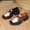 Fashion Mixed Colors Women Shoes 2025 New Genuine Leather Shoes Woman Heels Working Thick Botton Square Toe Women Shoes Shoes for Women