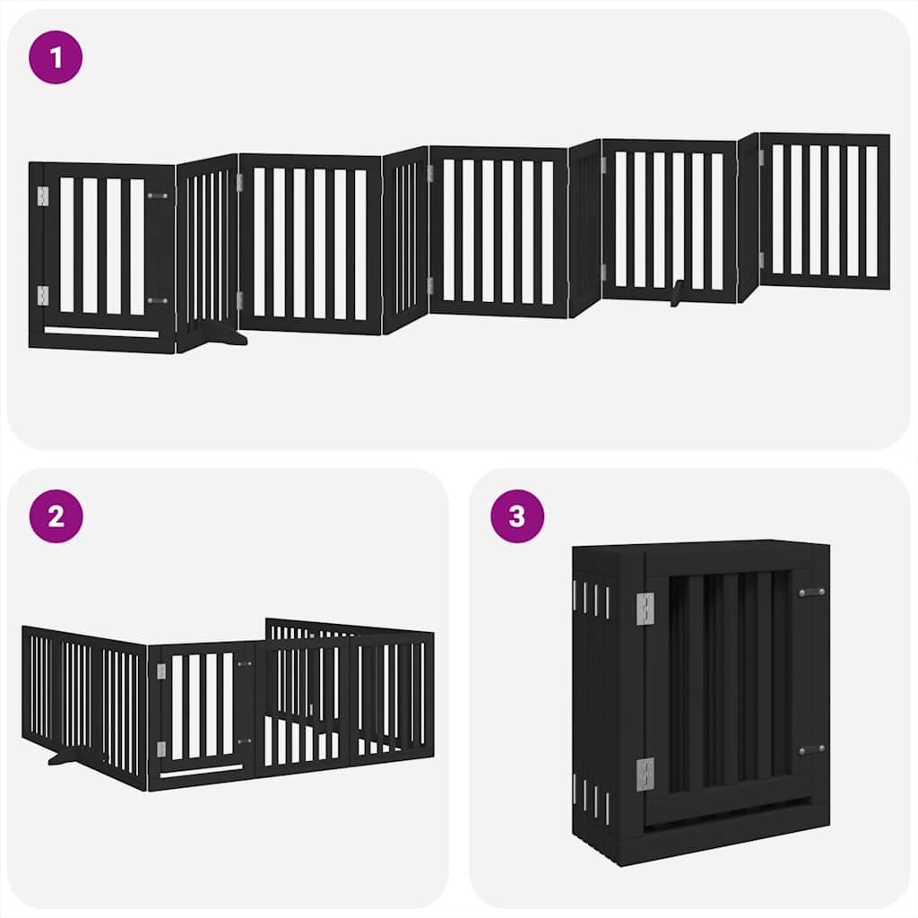 9 piece foldable black dog gate 450 cm poplar wood