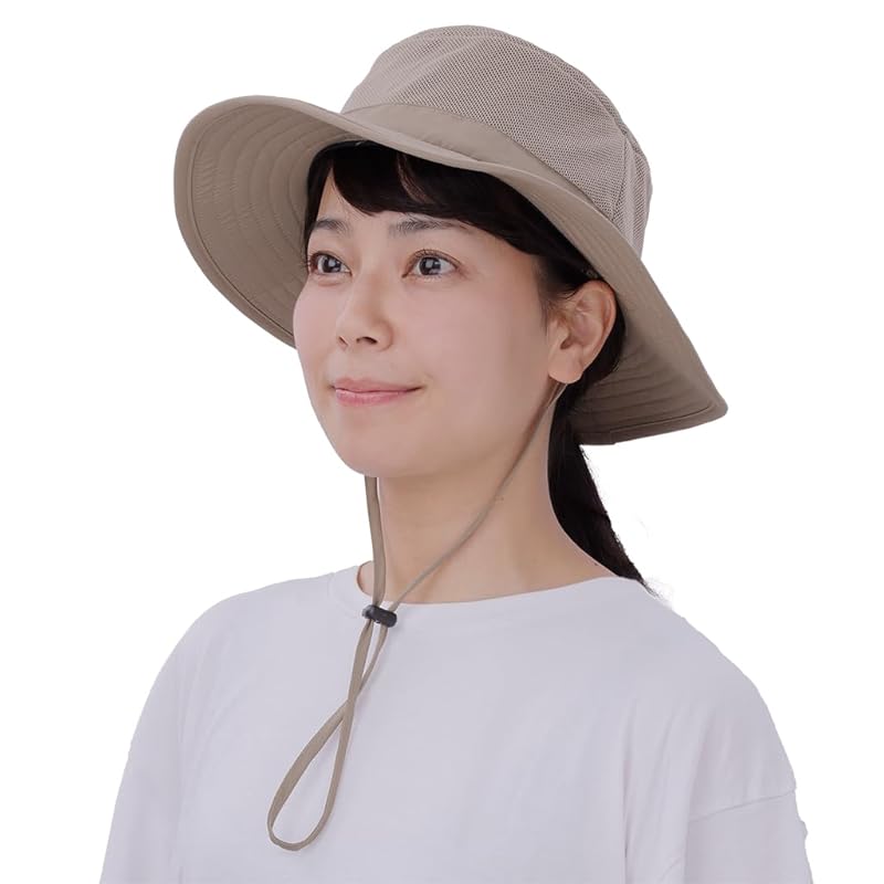

[ShaBo Hat] ultra light hat Adventure hat with chin strap Lightweight/heat shielding material (752 beige/M size)