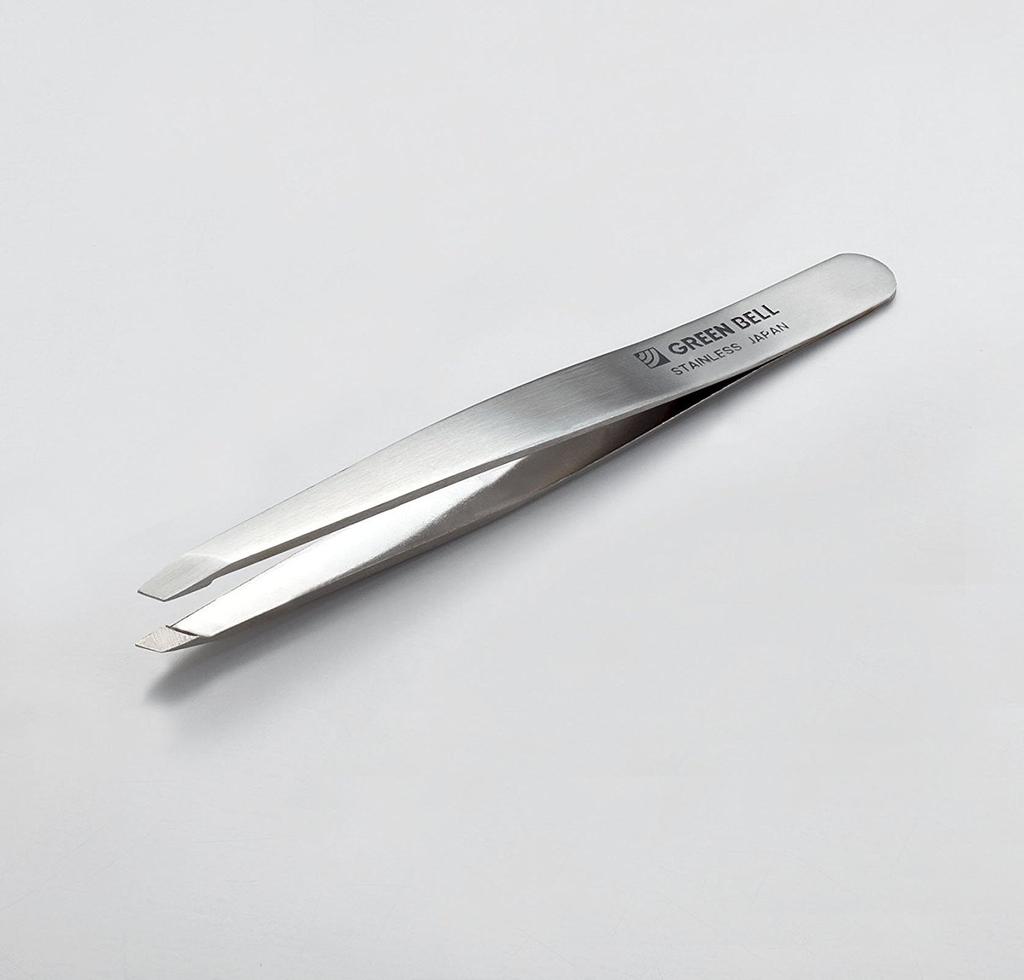 Green Bell G-2151 Forged Stainless Steel Slanted Tip Tweezers, 10-Pack