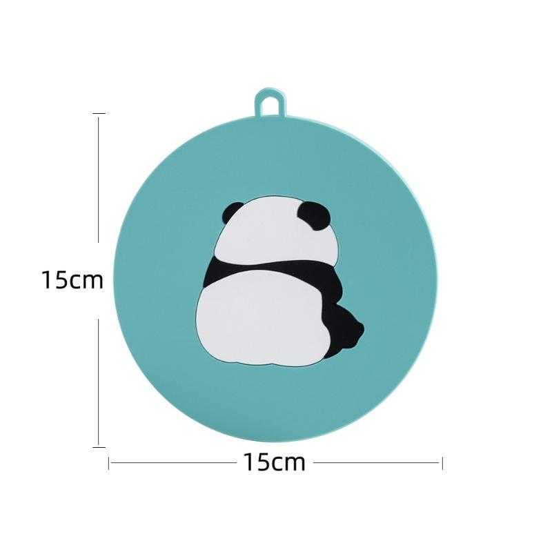 

Round Silicone Heat Insulation Pad, Anti-scald Table Mat, Thickened Bowl Mat and Cup Mat, Cute for Home Use, Heat-resistant Back view panda