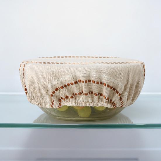 Washable Kitchen Bowl Protectors Sourdough Jars Covers, Reusable Elastic Linen Retro Striped Breathable Fabric Covers for Fermented Dough Cloth