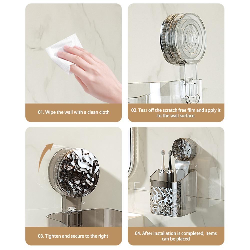 Suction Cup Storage Box Glacier Pattern Punch-Free Hanging Basket Multifunctional Toiletries Shelves For Bathroom Home