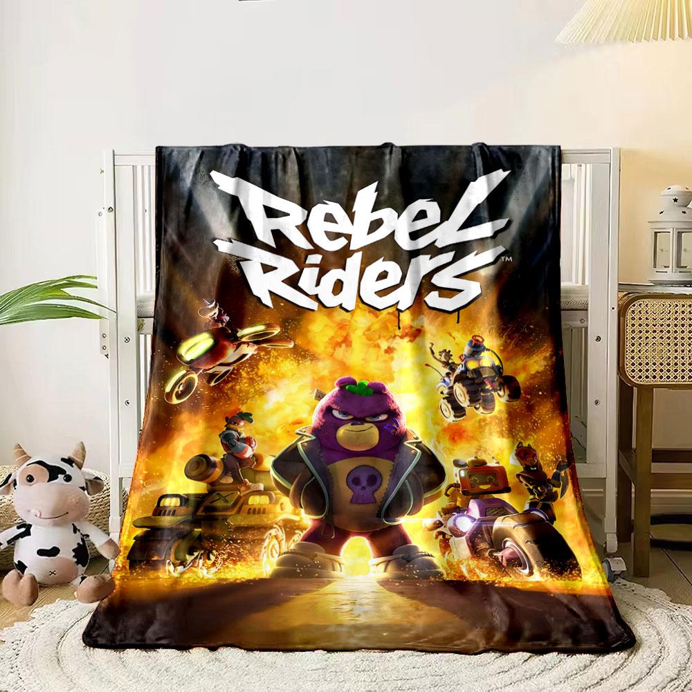 Anthropomorphic characters in vehicles with fiery explosion background. for all seasons blanket lunch break throw gift 80cm x 120cm