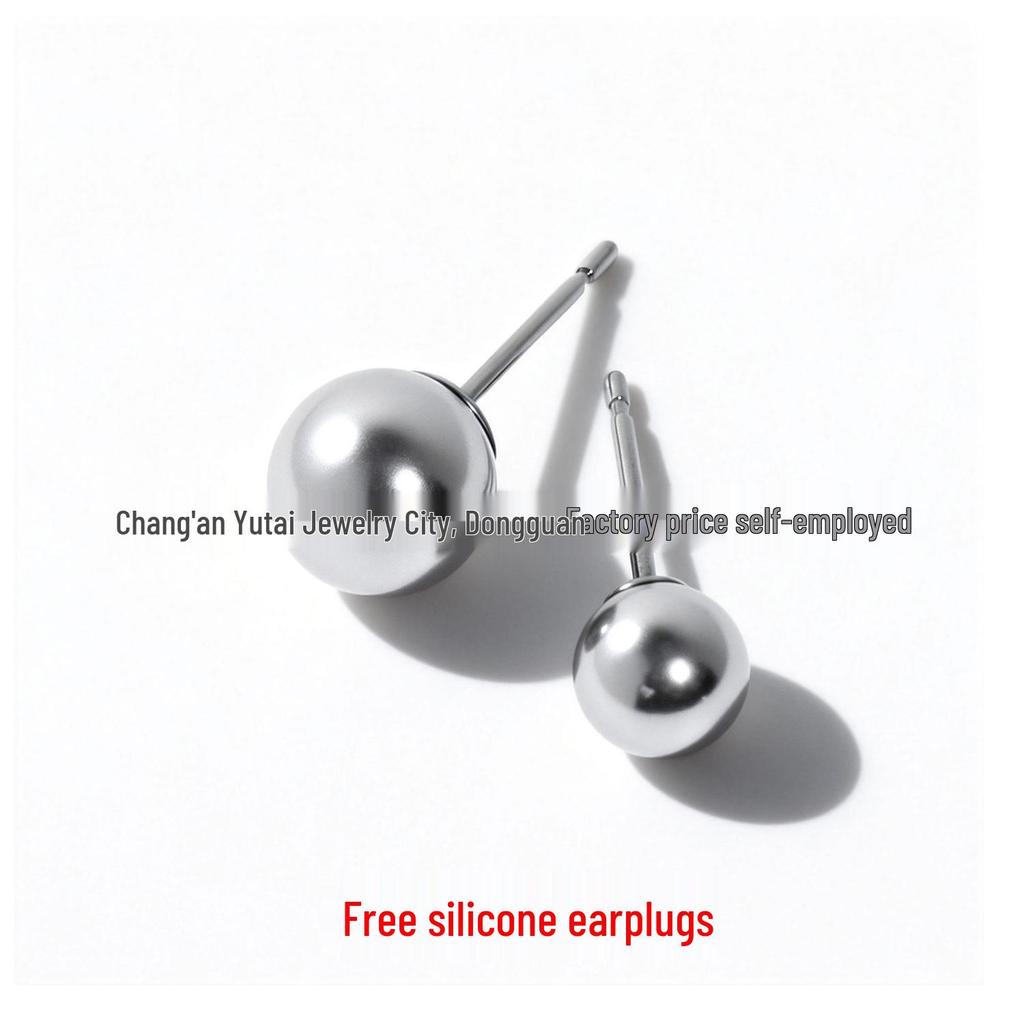 F136 Titanium Pearl Inlaid Luxury Stud Earrings – Niche Design, Versatile Jewelry for Piercing.