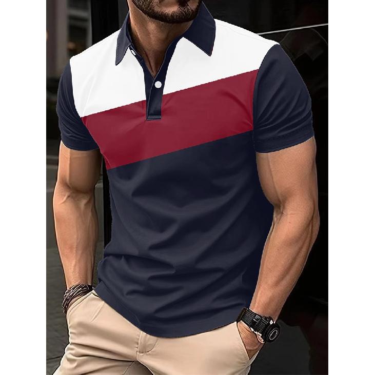 POLO shirt with buttons, short sleeves, fashionable retro style, men's casual top for commuting