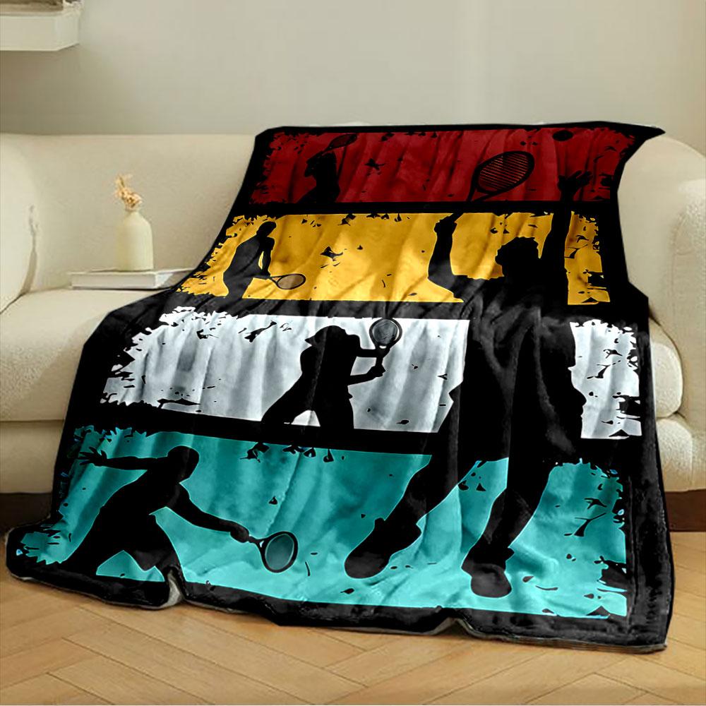 Tennis Silhouette Blanket for All Seasons Blanket Lunch Break Throw Gift