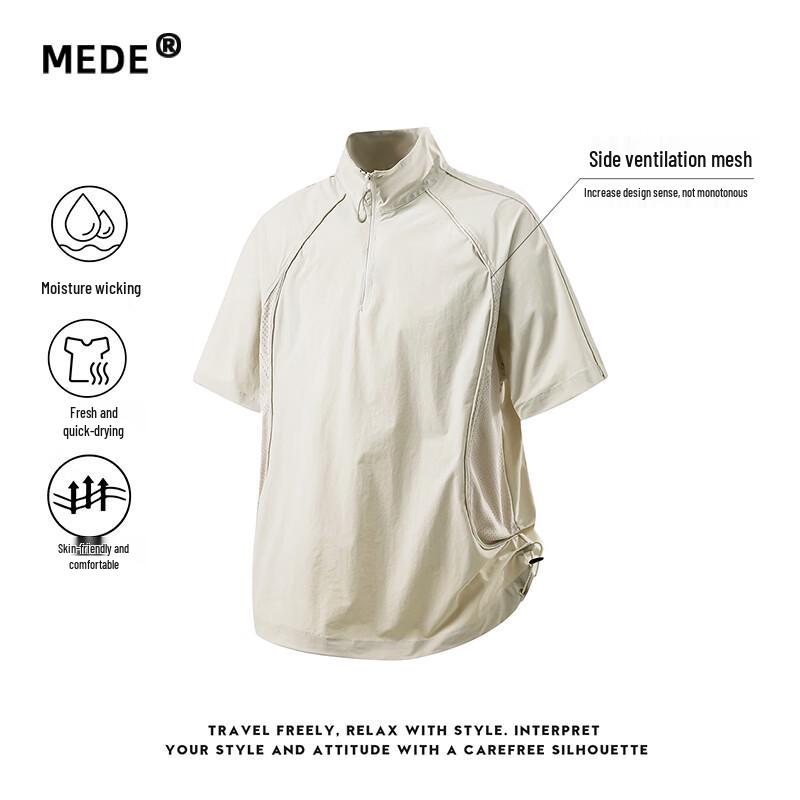 MEDE Men s Outdoor Mesh Half-Zip Cool Breathable T-Shirt M