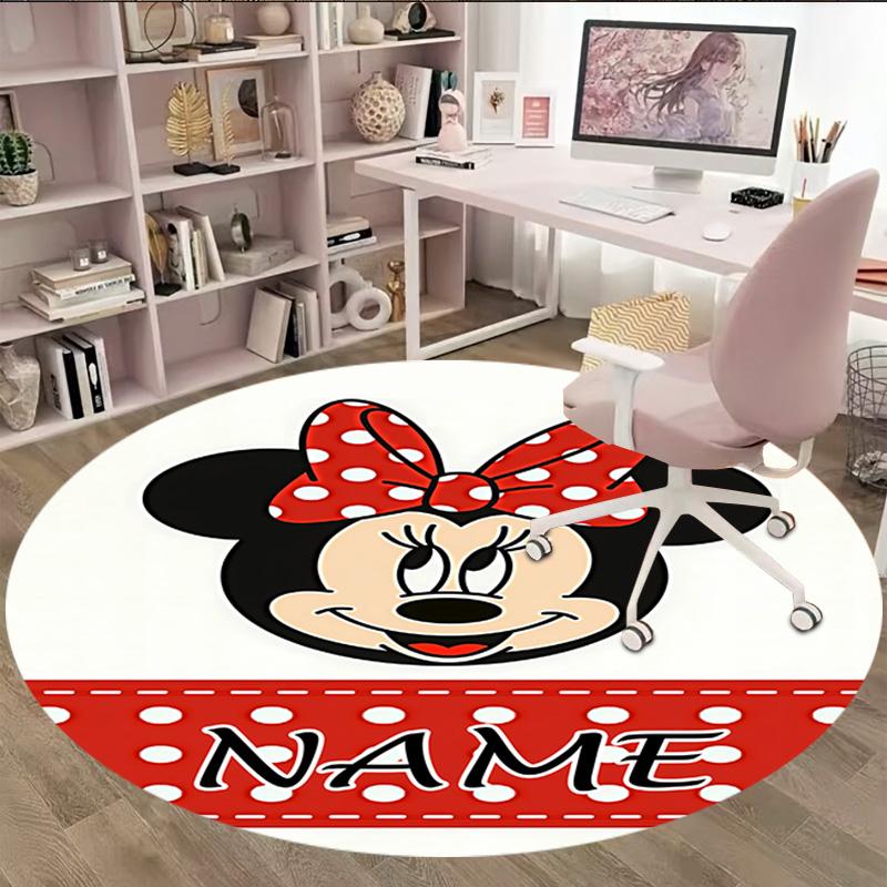 Customizable Minnie (8) Round Non-Slip Carpet - Ideal for Garden, Picnic, Office, Perfect for Decoration, Suitable For All Seasons