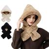 Fuzzy Hooded Scarf Soft Hat Scarf Gloves Set Cute Winter Hooded Scarf  Winter