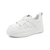Leather little white shoes women's spring lace-up round head thick-soled versatile casual shoes board shoes women