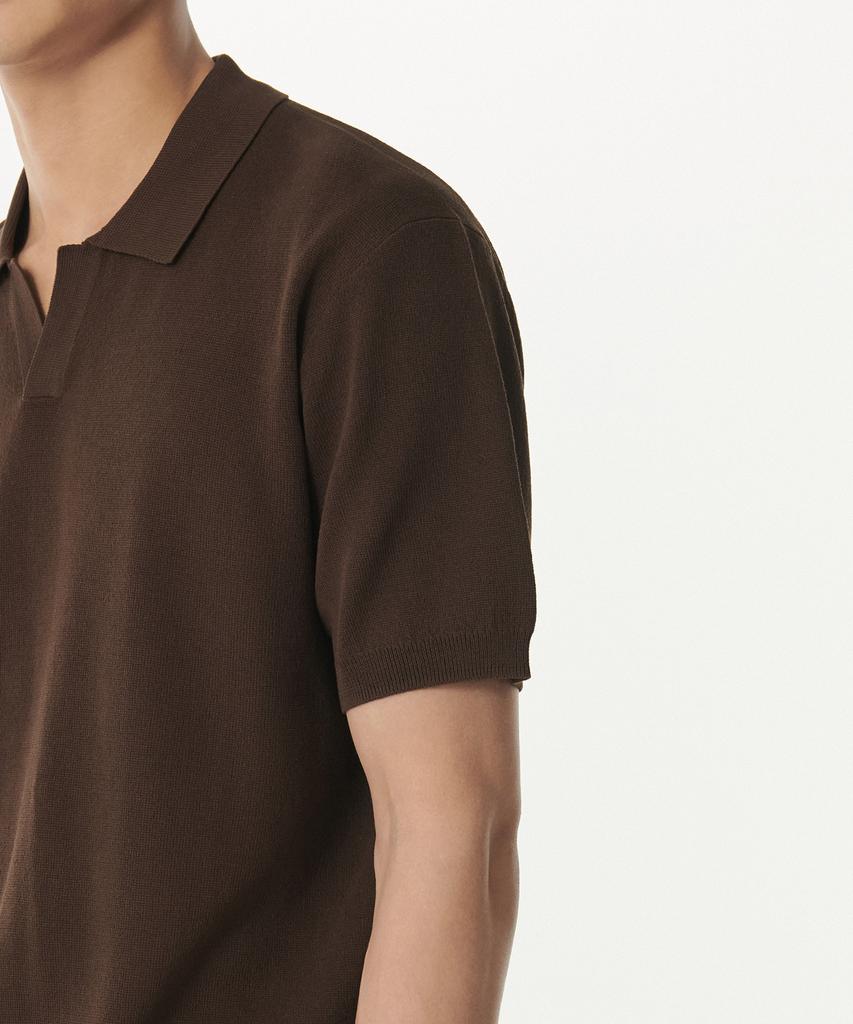 Musinsa Standard Cool Touch Slit Neck Knitted Polo Shirt [Baroque Brown]