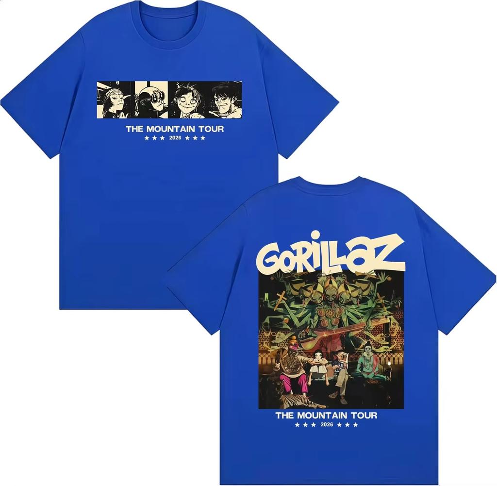 2026Gorillaz Band The Mountain Tour Graphic 2026 Tshirt Cotton Unisex Unisexs Unisexs TShirt Y2k Popular Casual ONeck Fan Tee