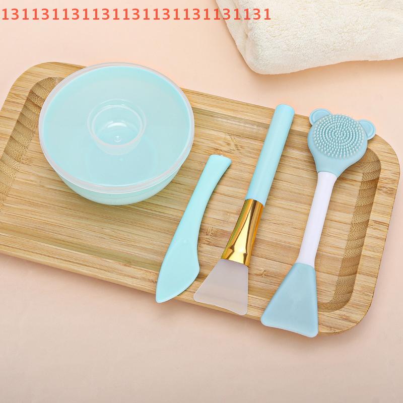 DIY Facemask Mixing Tool Kit with Soft Bowl Stick Spatula for Facial Mask Application 4PCS Silicone Face Mask Mixing Bowl Set