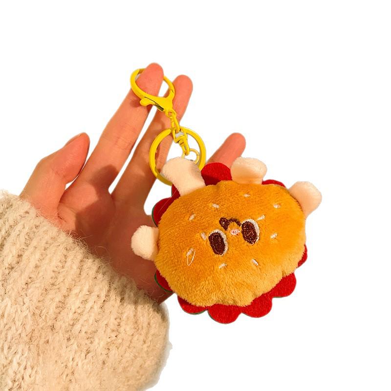 Cute Cartoon Burger and Fries Plush Keychain Doll Gift