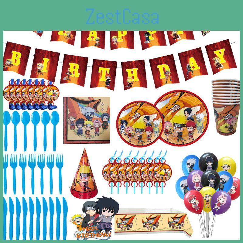 Birthday Ninja Naruto Party Decor Supplies Tableware Banner Balloon Cake Topper
