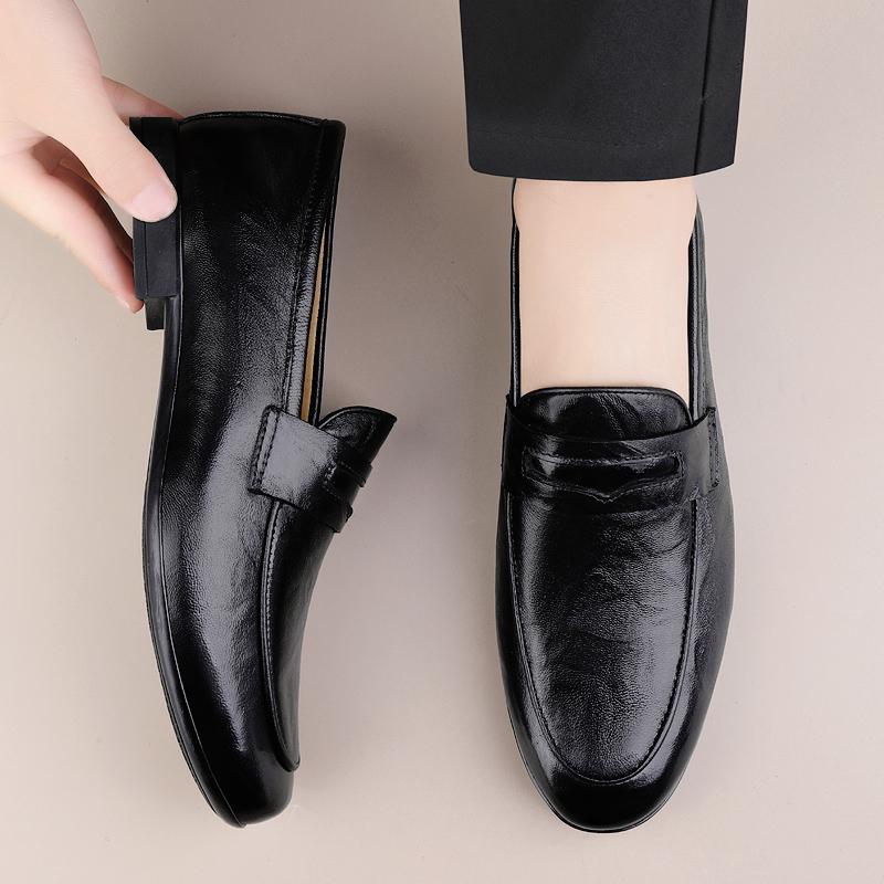 Fashion Italian Men Handmade Casual Leather Loafer Flat Designer Genuine Leather Shoes Luxury Comfy Antiskid Soft Bottom Business Shoes