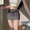Women's Summer 2024 Gray High Waist A-line Mini Skirt - Versatile Slimming Petite Fit