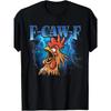 European Sizes Funny F-CAWF Meme T-Shirt - Sarcastic Rooster Chicken Humor with F-Caw-F Slogan, Casual Black Tee for Parties